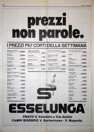 Manifesto: Prezzi non parole. Esselunga