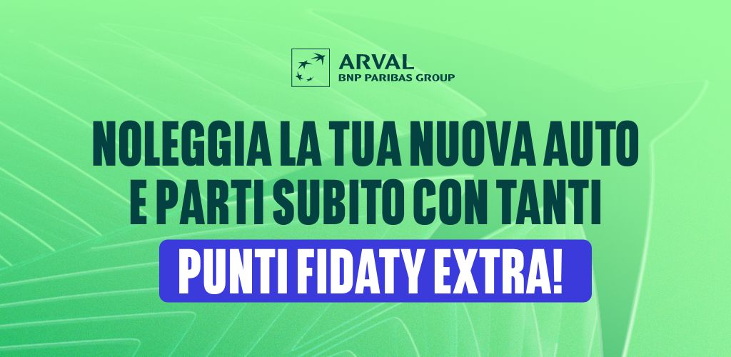 Noleggia la tua nuova auto e parti subito con tanti punti Fìdaty extra