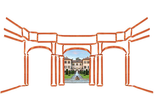 Immagine decorativa di una villa con fontana